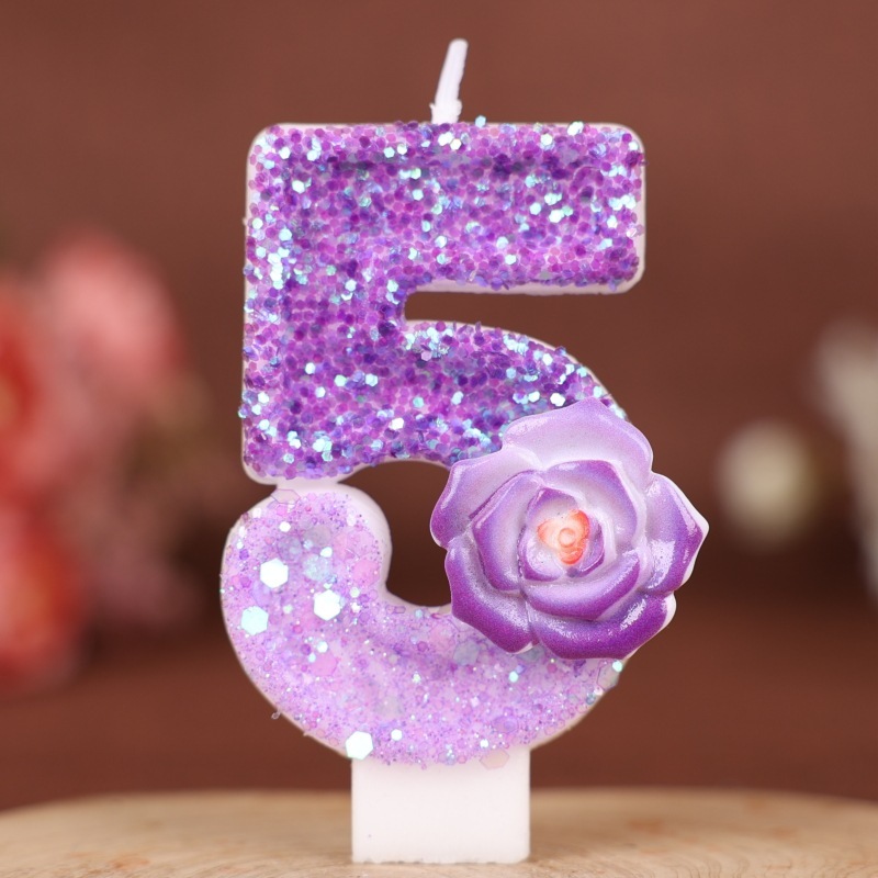 紫色の花デジタル誕生日キャンドルケーキデコレーションパーティー Xiyin クロスボーダー temu 手作りデジタルキャンドル 0-9|undefined