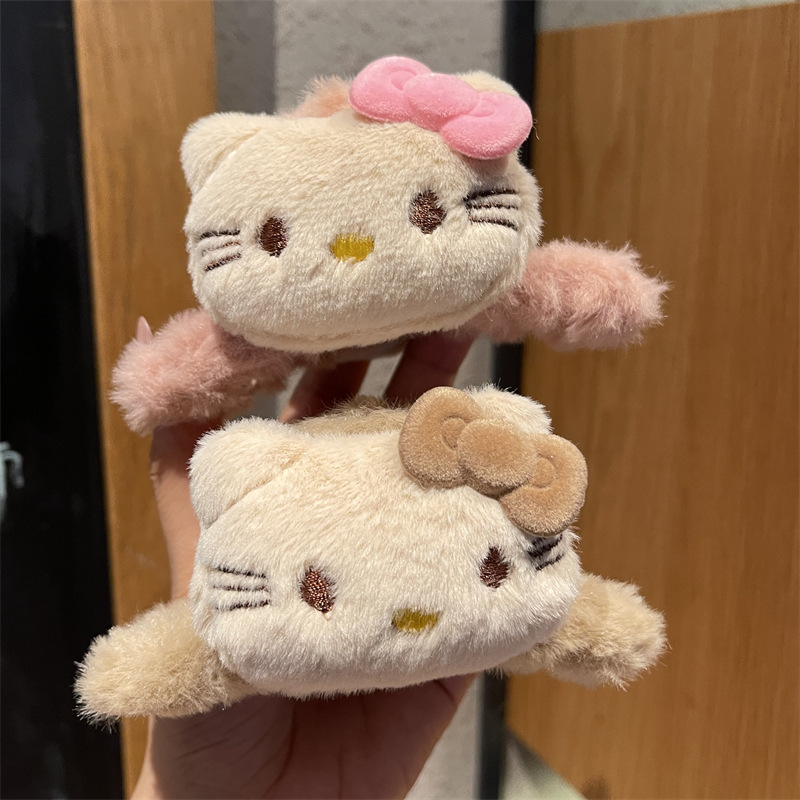 Autumn and Winter Sweet and Cute Kitten Kt Plush Clip Sweet Bow Cat Shark Clip Cartoon Hairpin Hair Accessories Female Headwear