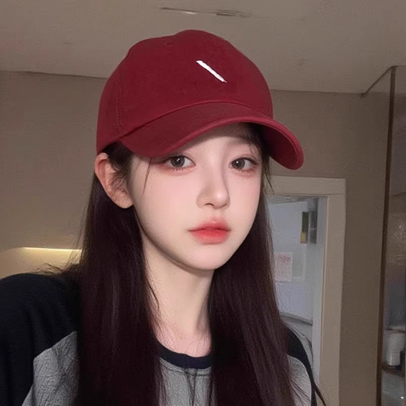 春季韩版简约百搭刺绣斜杠休闲棒球帽女显脸小鸭舌帽