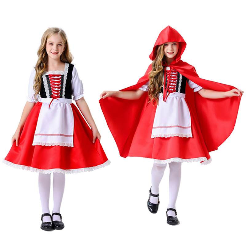 Halloween Little Red Riding Hood Costume cosplay Performance Masquerade Female Fairy Princess Dress Christmas Costume