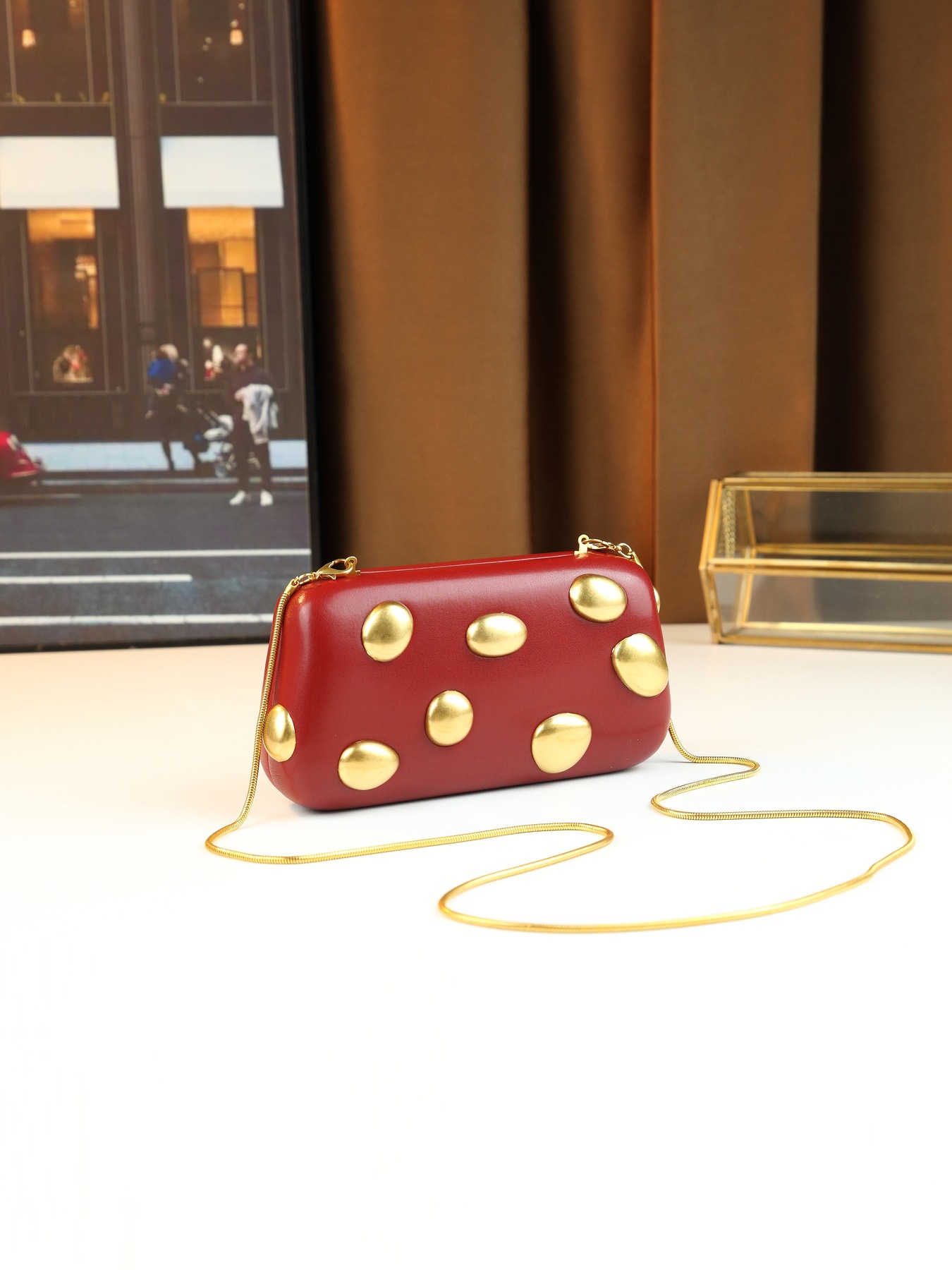 Borsa a tracolla box a pois elegante borsa minimalista per donna_voghion.com