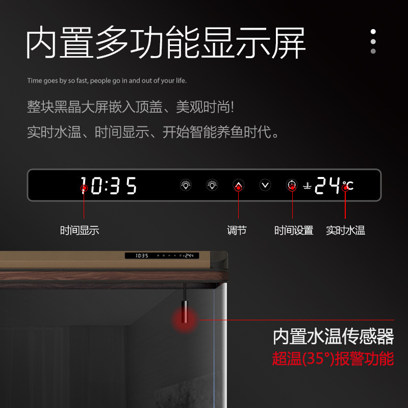 新しい水槽リビングルームホーム怠惰な風水超白色ガラス大、中、小キャビネット一体型生態金魚水槽|undefined