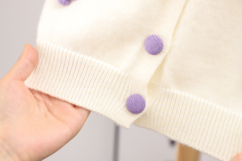 New Autumn Knitted Set Girl's Cute Hooked Flower Woolen Dress Warm cardigan pleated skirt_voghion.com