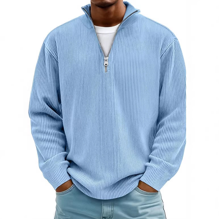 Amazon's 2026 Autumn and Winter New Men's Casual Stand-Up Collar Zipper Corduroy Long-Sleeved Men's Polo Shirt Sweatshirt