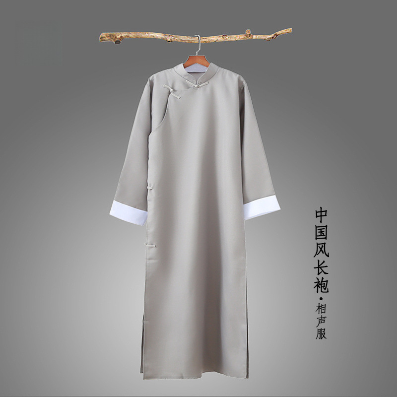 Wholesale Traditional Chinese Style Long Robe and Jacket for Men, Chinese-Style Groomsmen's Quick-Paced Comedy Performance Outfit
