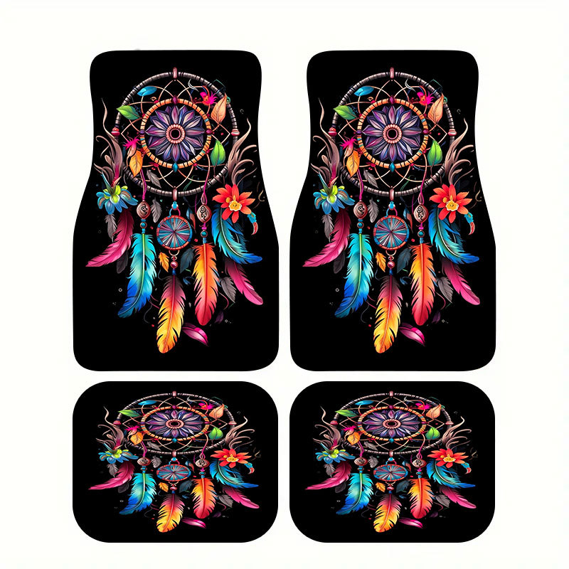 Cross-Border Hot-Selling Pattern Printed Car Floor Mats, Stain-Resistant, Water-Absorbent and Non-Slip Four-Piece Set, Etc. Can Be Shipped on Behalf of Others