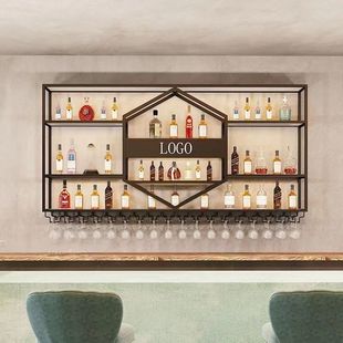 Restaurant Bar Bar Iron Wine Wall-mounted Wine Rack Creative Wine Cabinet Wall-mounted Wall-mounted Storage Rack Display Rack
