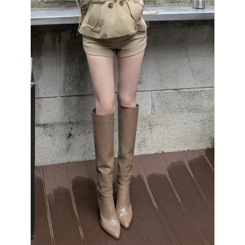 Pointed Toe High Heels, No More Than Knee High Boots for Women, 2025 New Hot Girl Thick Heels, Slimming Look Elastic High Boots, Knight Boots