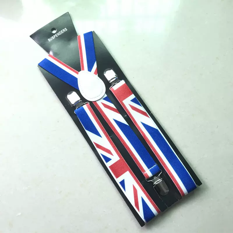 批发背带男女可用条纹国旗弹力三夹二式背带四叶草吊裤带跨境热卖