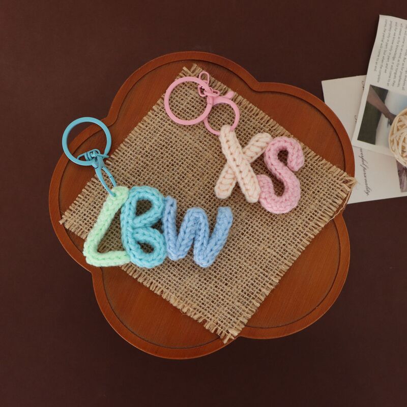 New handmade crocheted letter keychain, woolen knitted creative pendant, cute English bag decoration finished product New handmade crocheted letter keychain, woolen knitted creative pendant, cute English bag decoration finished product