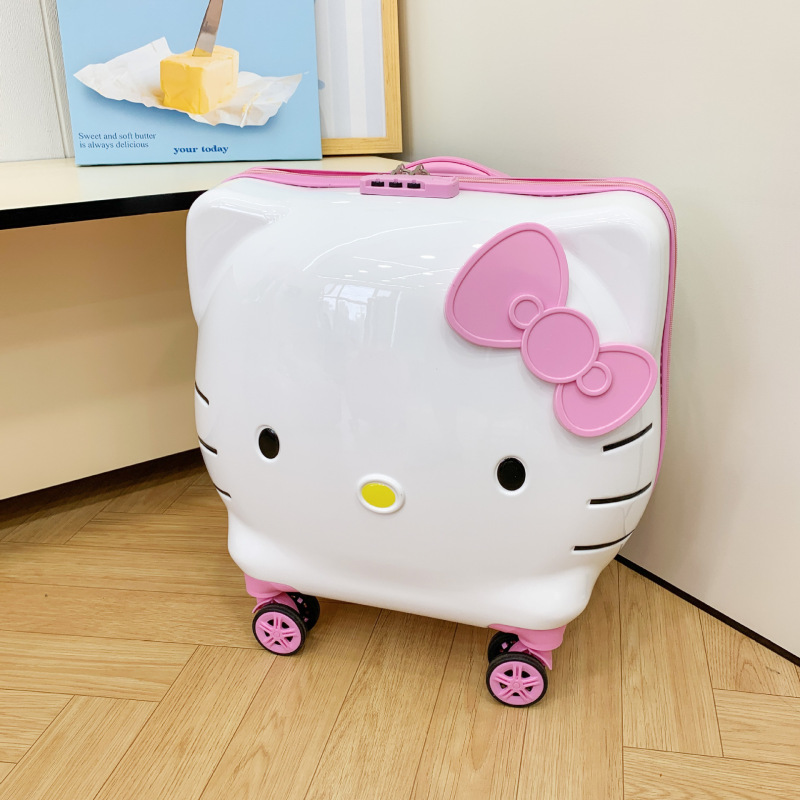 子供用トロリーケース、漫画風ケース、旅行用スーツケース、機内持ち込み用ケース、20inch 女の子用 kt 猫トロリーケース、かわいいサイクリングケース、越境|undefined
