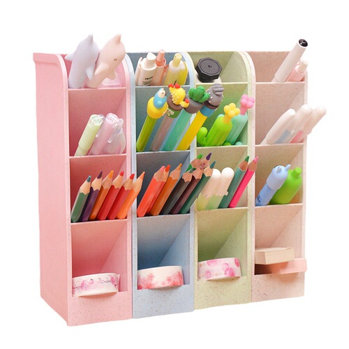 Four-grid oblique pen holder desktop storage pen holder children's large-capacity multi-grid pen holder creative multi-functional pen barrel