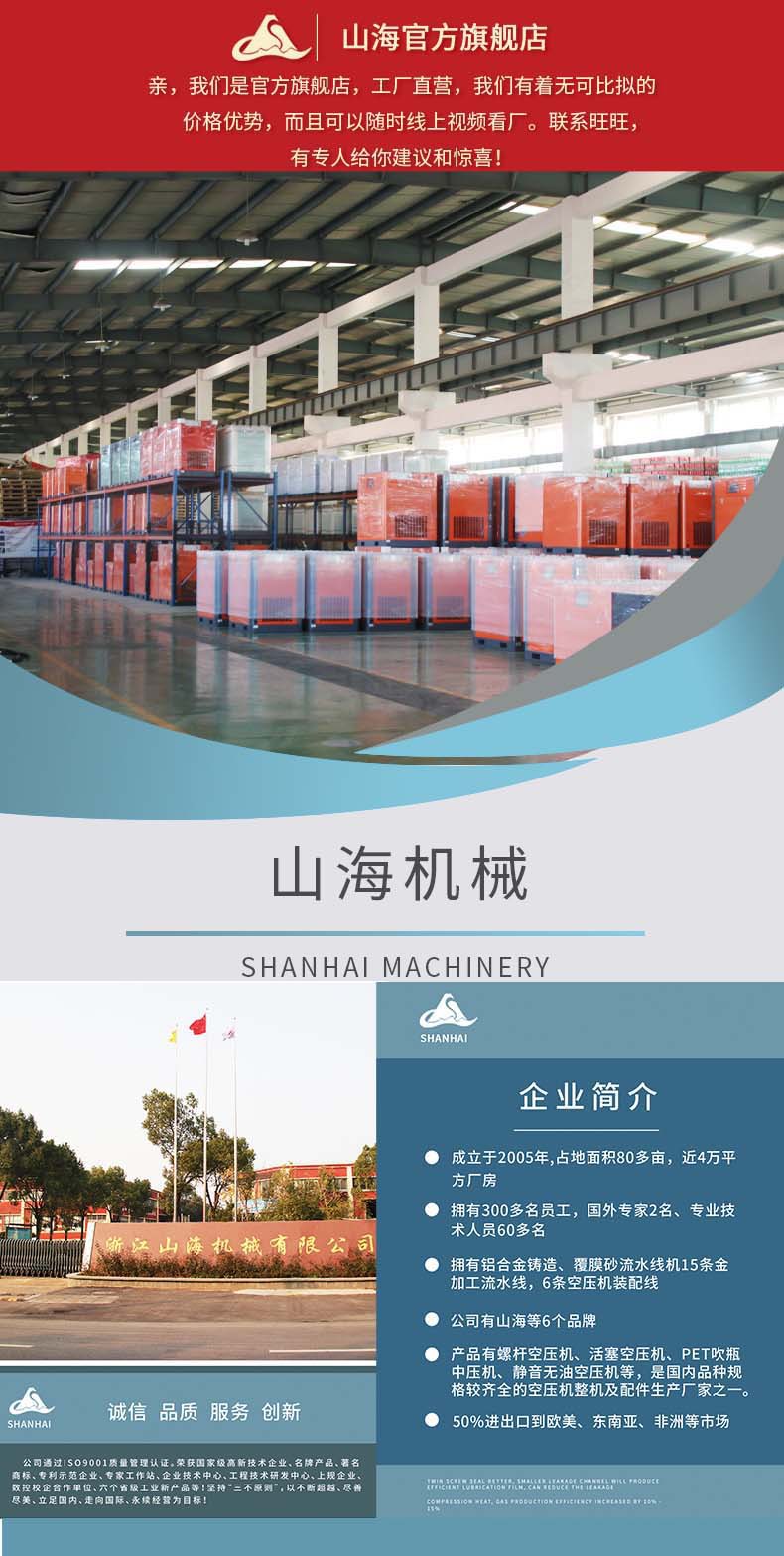 Shanhai Laser Cutting Special Air Compressor Permanent Magnet Variable Frequency Silent Screw Integrated 11/15Kw/ 16kg