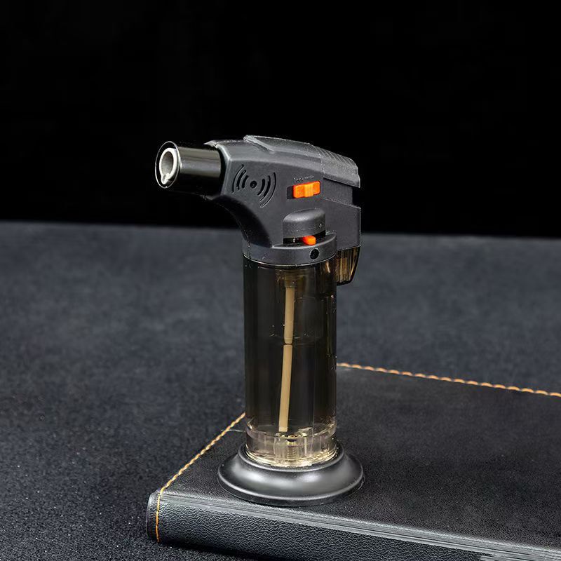 透明なストレート火炎銃ロック可能な火災防風インフレータブルライター卸売灸灸点火ライター|undefined