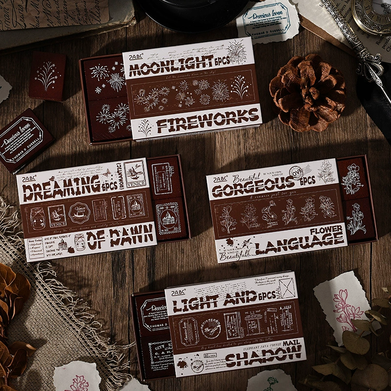 Элегантная серия печатей в стиле ретро, ​​креативная деревянная печать для ручного труда, украшение для ручного труда, деревянная печать из дерева лотоса, трансграничная печать