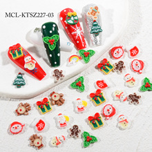 圣诞节美甲饰品树脂圣诞老人指甲配饰立体可爱雪人新款小熊批发