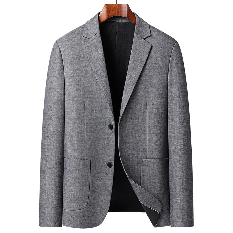 Áo vest công sở nam len pha không cần là ủi, mỏng nhẹ, màu trơn, ôm dáng, một hàng hai nút — Màu xám, Màu đen, Xanh hải quân