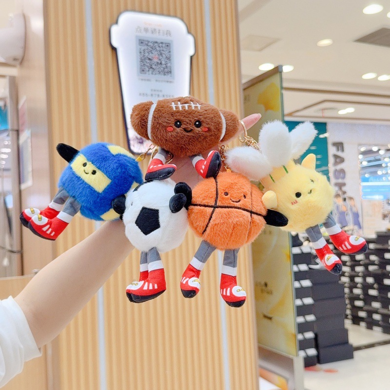 Sports Ball Small Pendant, Cute Plush Toy Doll, Sports Football Bag Pendant, Keychain Doll Play