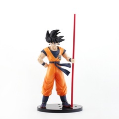 Dragon Ball Z Goku with Staff Black Hair Figure 20th Anniversary Movie Version Handmade Display Anime Model Sculpture