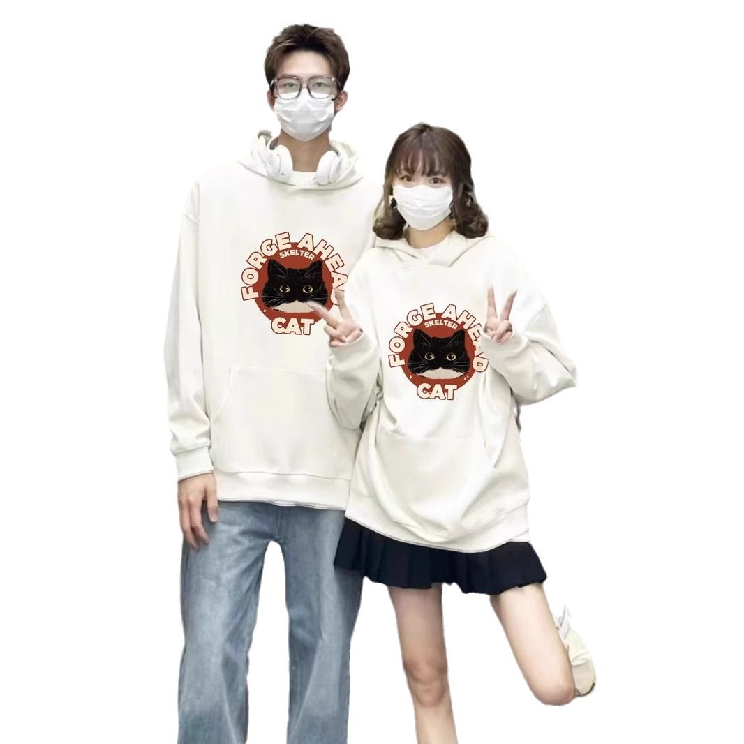 다른 커플 가을 겨울 2024 새로운 인터넷 축하 하이 엔드 후드 자켓 오버 사이즈 남성 착용