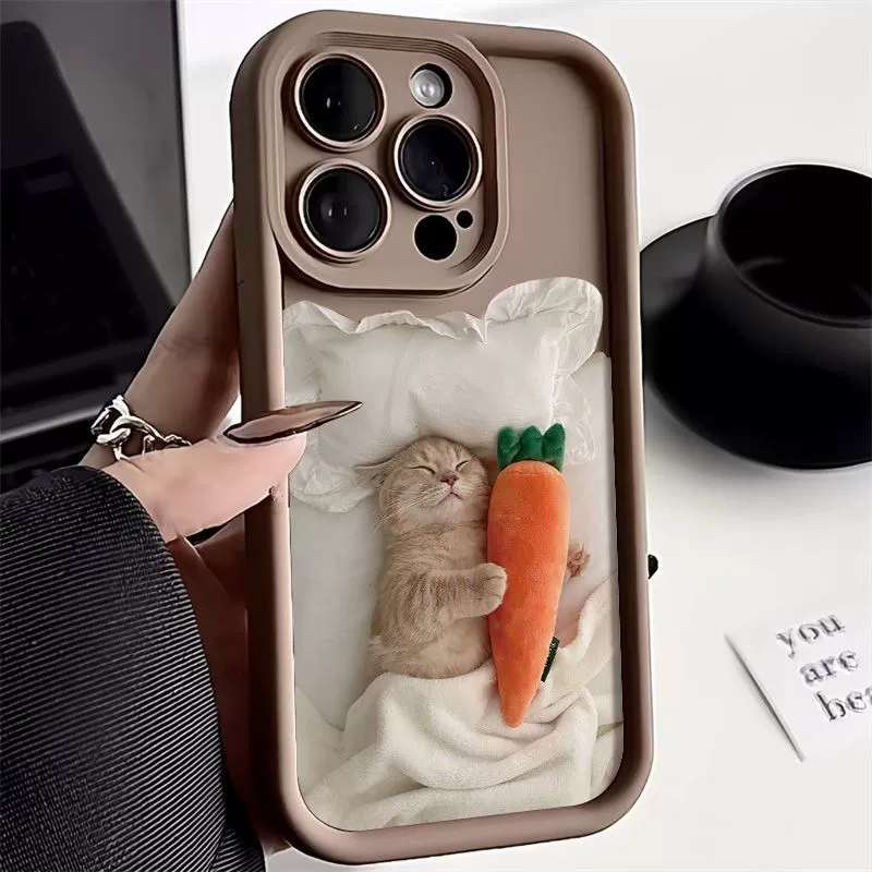 LuMan Apple Phone Case - Sleeping Cat White, for iPhone 16/16 Pro Max & 13 Series, High-Quality