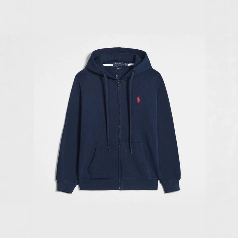 Cross-Border Hot-Selling Pony Hooded Rl Cardigan Pure Color Embroidered Loose Men's Casual Jacket Sweatshirt Cross-Border Hot-Selling Pony Hooded Rl Cardigan Pure Color Embroidered Loose Men's Casual Jacket Sweatshirt