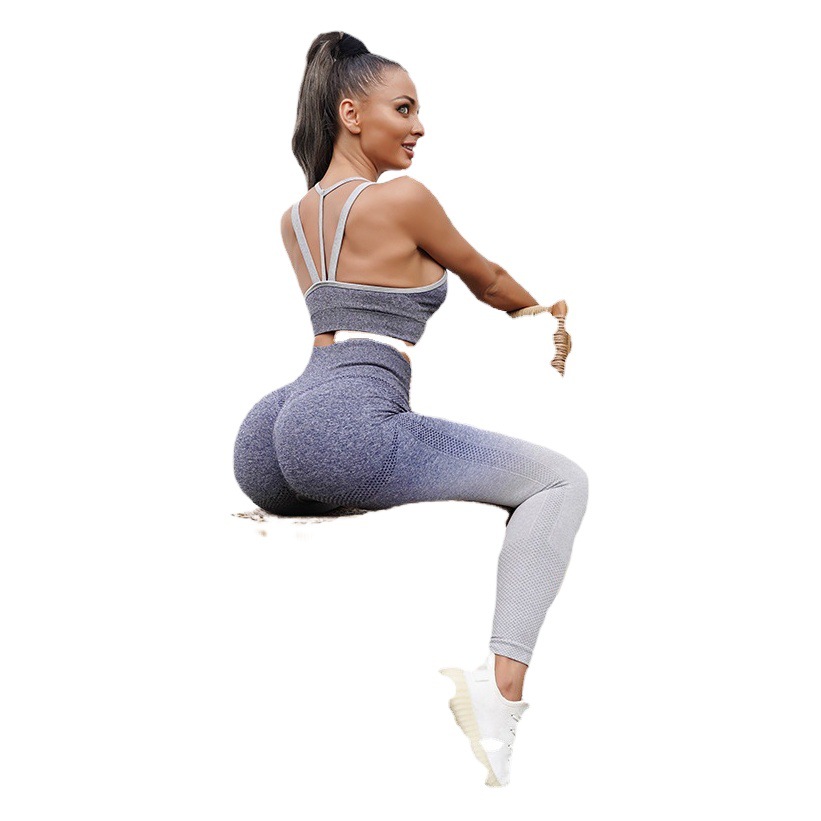 Fábrica europea y americana al por mayor deportes de fitness pantalones corriendo pantalones de ejercicio corbata teñido de cintura alta pantalones de cadera de melocotón apretados