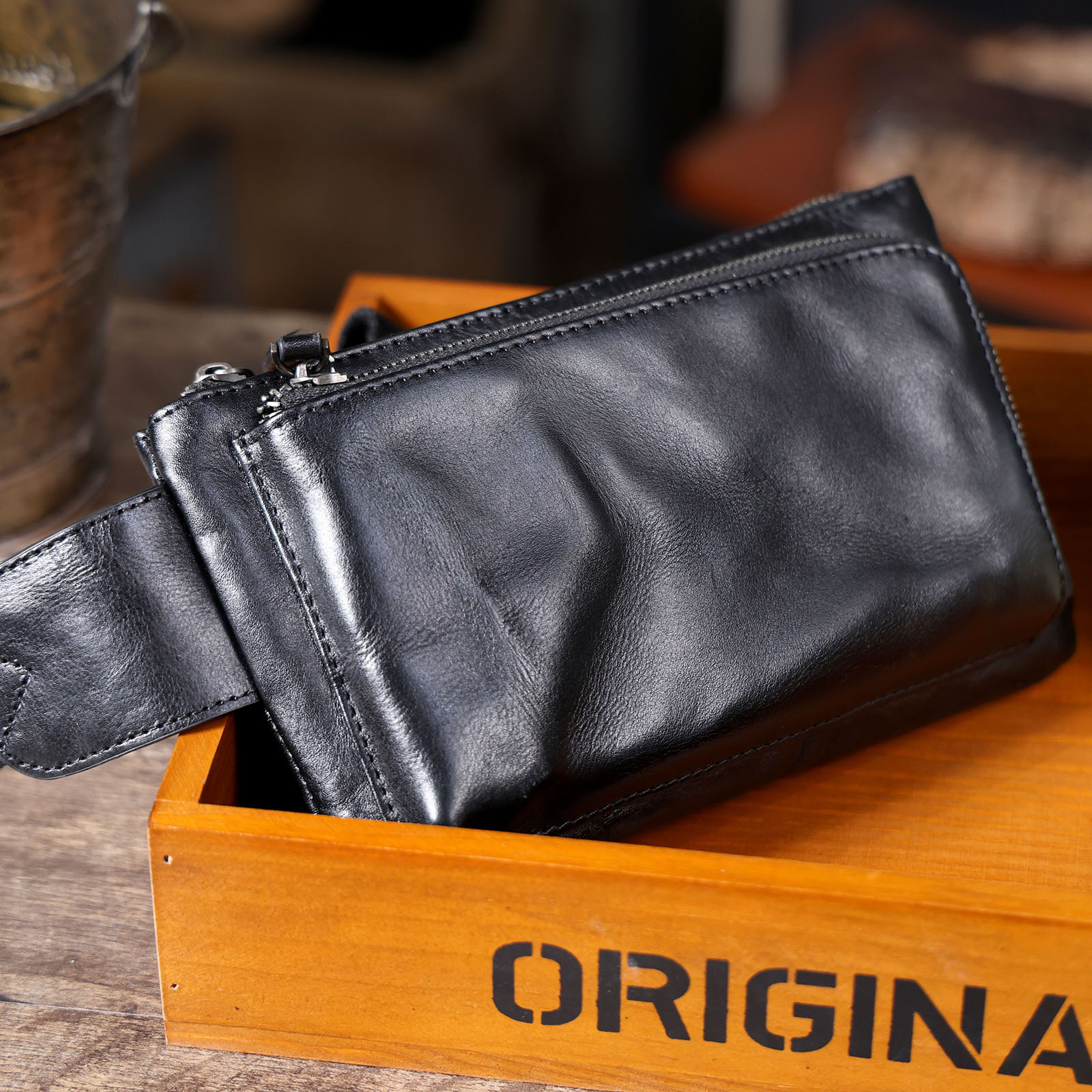 トップ層牛革男性胸バッグ携帯バッグ本革手作り機関車シングル肩斜めショルダーバッグカジュアルレトロ