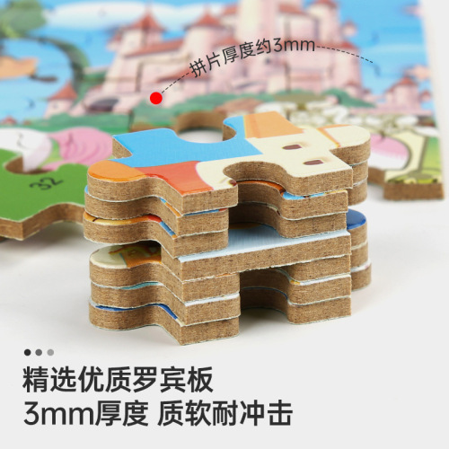 Children's wooden educational early education animation cartoon puzzle puzzle kindergarten gift 60-piece wooden iron box puzzle