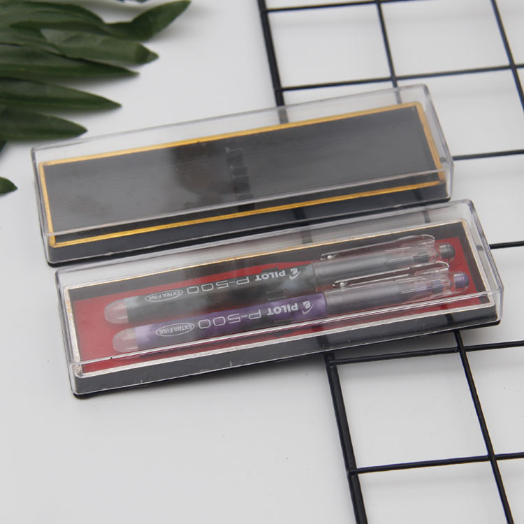 塑料透明双支笔盒圆珠笔包装盒亚克力钢笔礼品收纳盒现货批发
