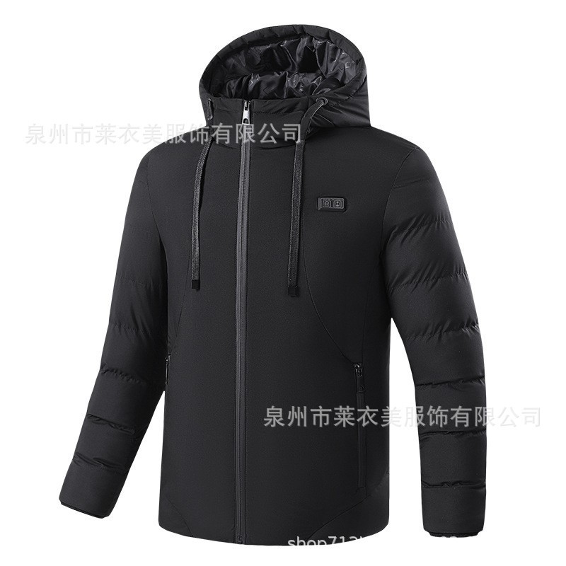 電気加熱綿服ダブルコントロール11区冬カジュアルファッション厚手純色コートusb充電保温綿服|undefined