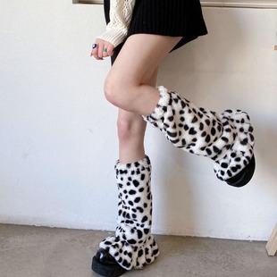 Winter Pink Sexy Leopard Print Socks Plush Thickened Warm Japanese Style Spice Girls' Leg Sleeve Loose Stacked Socks Sweet Beauty
