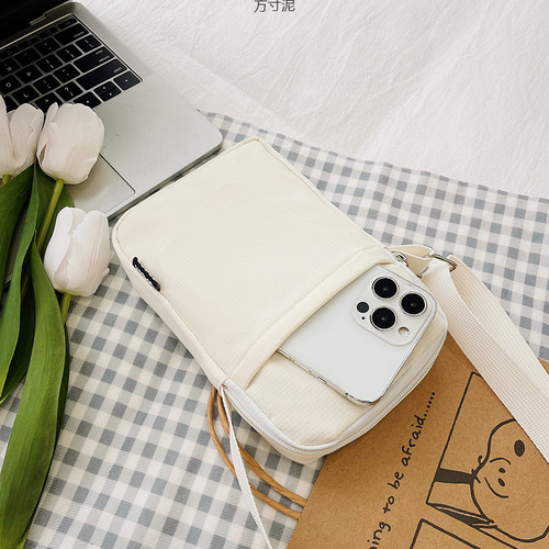 Women's Single Shoulder Bag, Sweet Crossbody Mini Small Bag, Korean Style, Versatile Zero Wallet, Vertical Handheld Canvas Factory