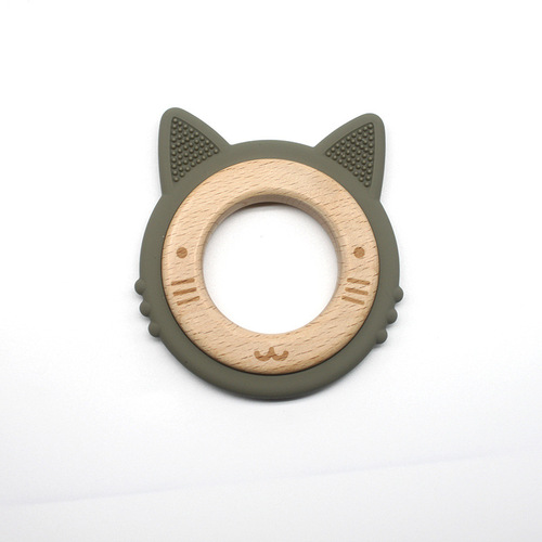 Long-lasting bite-resistant cat pattern tooth gel cross-border exclusive Xun tooth gel baby toy baby toy beech grinding tooth stick