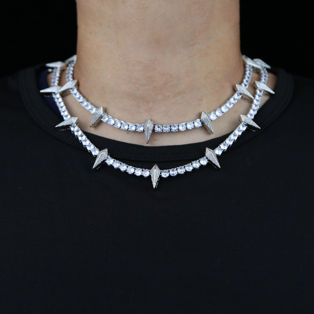 Copper Material Hip-hop Geometric Copper Inlay Zircon Men's Necklace
