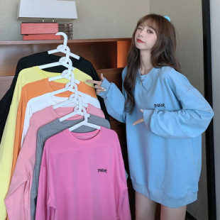 Women's 2025 Autumn and Winter New Round Neck Pullover Sweatshirt Trendy Korean Style Fashion Loose Long-Sleeved Top Export Site