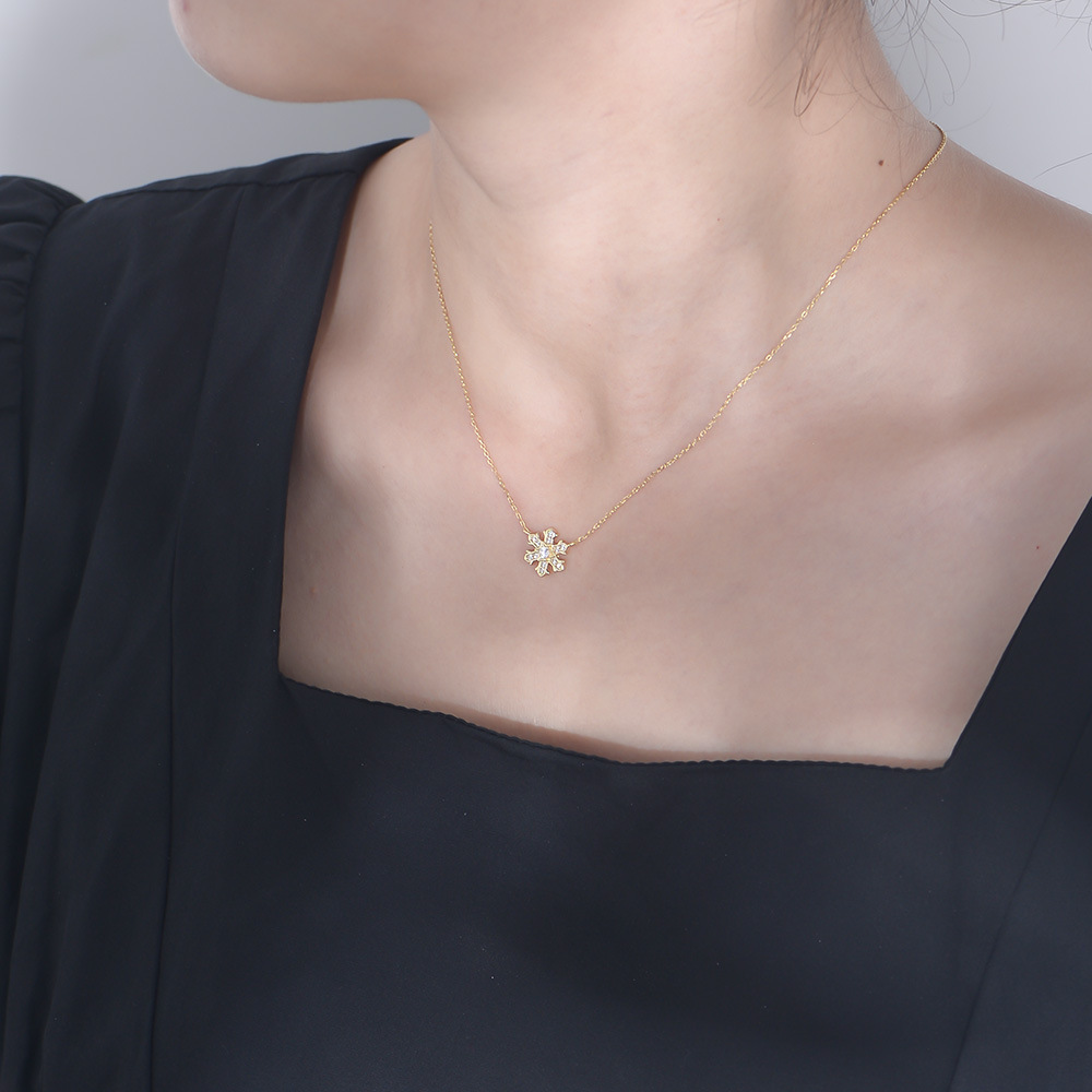 925 plata esterlina rhinestone copo de nieve collar de la clavícula cadena elegante en línea celebridad ins estilo colgante joyería nicho diseño sentido estilo coreano