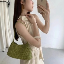 2025新款小众设计编织包法式菜篮子手工真皮包手提单肩通勤百搭