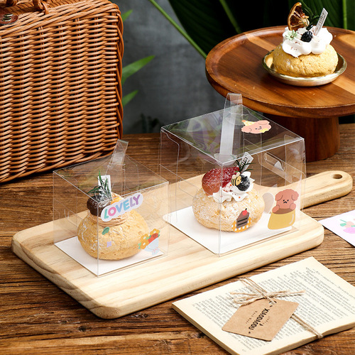 2-inch 3-inch fruit puff box packaging French small cake disposable plastic dessert baking transparent suitcase