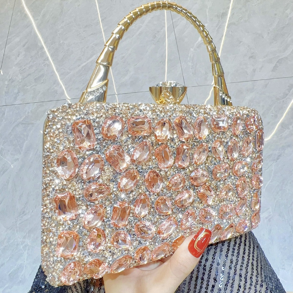 New Cross-Border Banquet Handbag For Women, Luxury Hand-Carry Crossbody Shoulder Bag, Sparkling Full-Diamond Evening Bag - Thumbnail 2