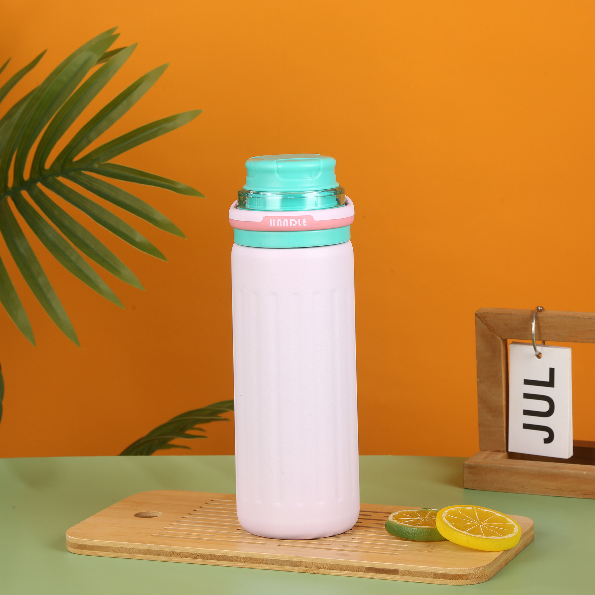 Transfronterizo con anillo de elevación portable taza de agua deportiva 316 taza de aislamiento térmico de acero inoxidable de alto valor facial para hombres y mujeres taza de agua