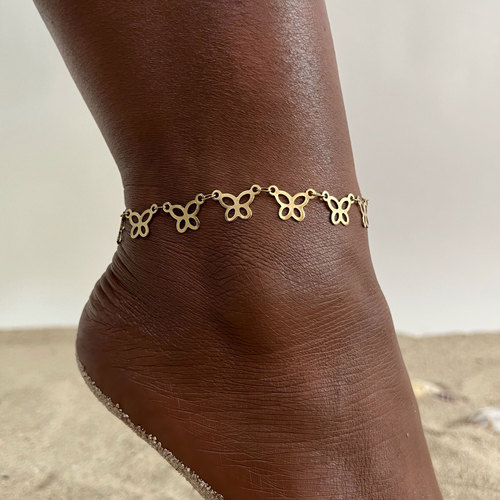 A variety of European and American double-layer stainless steel fashion personalized anklets for women's foot accessories Quanxi water jewelry wholesale JC-128