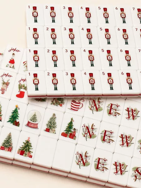 American Mahjong Home-Use Hand-Cranked Mahjong Pink Red Christmas Personalized Mahjong Acrylic 3-Layer Mahjong American Style