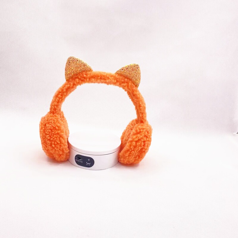 2023 custom processing adult children universal cat ear roll plush warm plug music Bluetooth Earmuffs headphones