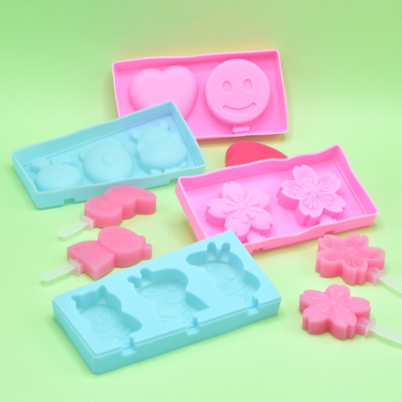 Helado de silicona molde casero del hogar los niños bricolaje helado paleta molde con tapa hecha a mano Amazon animal