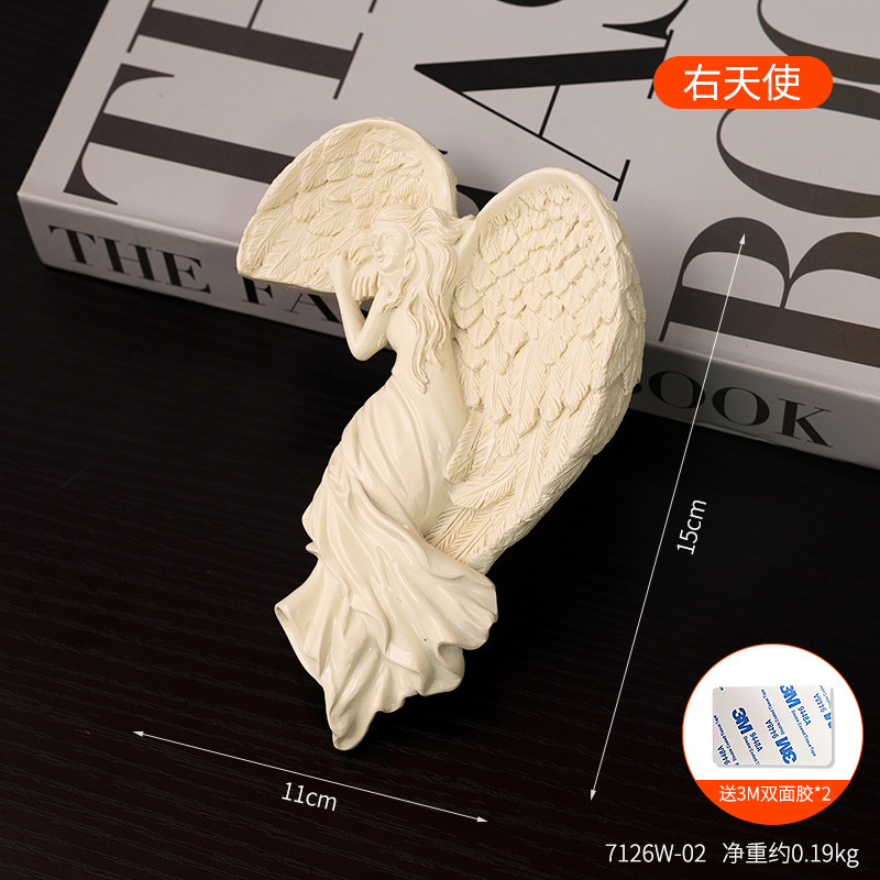 Adornos de ángel retro de estilo europeo, decoración de mesa de niña angelito de plástico de resina americana