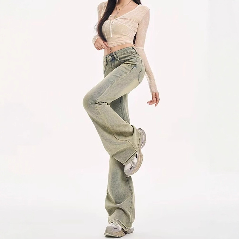 American Jeans Autumn and Winter 2025 New Retro Slim Fit Flared Pants Yellow Mud Color Non-Stick Leg Micro-Flared Pants American Jeans Autumn and Winter 2025 New Retro Slim Fit Flared Pants Yellow Mud Color Non-Stick Leg Micro-Flared Pants