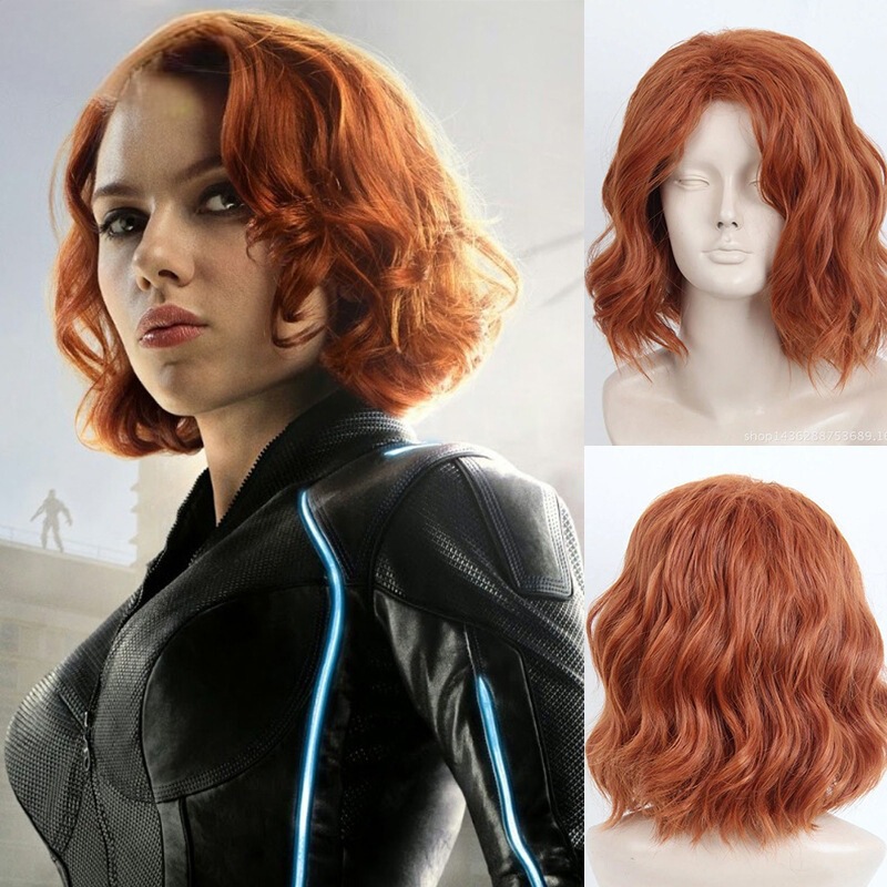 European and American wigs Avengers X-Men Black Widow Scarlet cosplay wig headpiece short curly hair