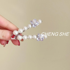 午睡珍珠~复古超闪水钻发夹边夹侧边法式优雅一字夹侧边旅行发卡
