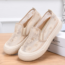 小香风渔夫鞋女2024新款夏季蕾丝网面休闲鞋老北京布鞋女单鞋代发